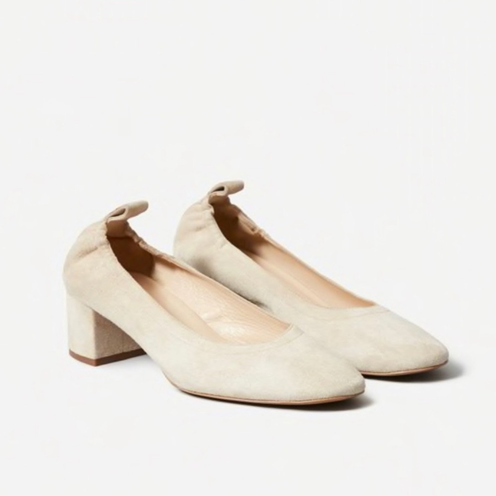 Everlane day heel suede natural, size 7